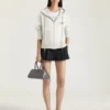 Sudadera con capucha y cremallera en lana y cachemira Sudadera con capucha y cremallera en lana y cachemira