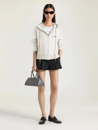 Sudadera con capucha y cremallera en lana y cachemira