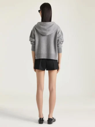 Sudadera con capucha y cremallera en lana y cachemira
