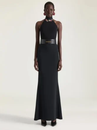 Top con cuello halter de viscosa con cristales