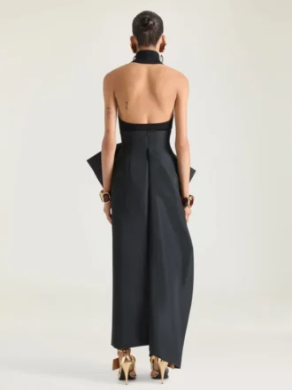 Top con cuello halter de viscosa de lana