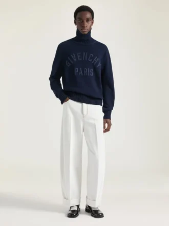 Suéter de cuello alto de algodón con bordado Givenchy Paris