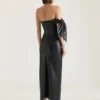 Vestido bustier largo de piel napa con lazo Vestido bustier largo de piel napa con lazo