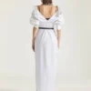 Vestido camisero largo con aberturas en popelín