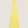 Vestido de noche con cuello halter de gasa de seda con detalle de lazo Vestido de noche con cuello halter de gasa de seda con detalle de lazo