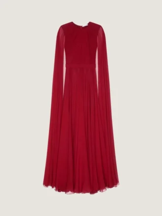 Vestido de noche de crepón de seda con capa