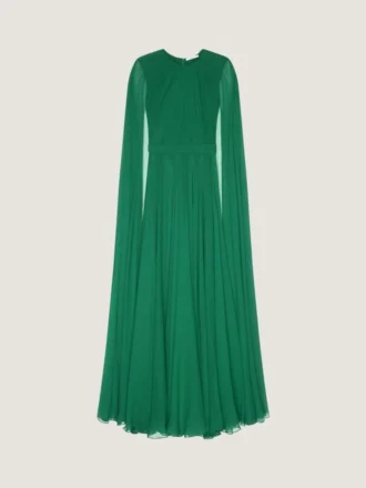 Vestido de noche de crepón de seda con capa