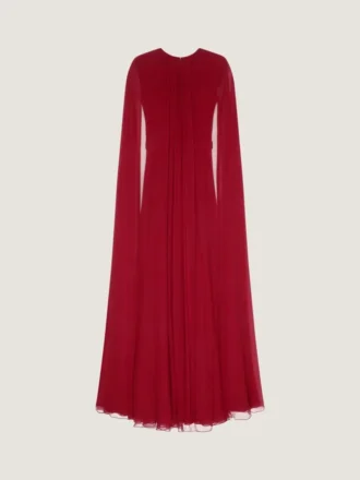 Vestido de noche de crepón de seda con capa