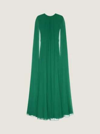 Vestido de noche de crepón de seda con capa