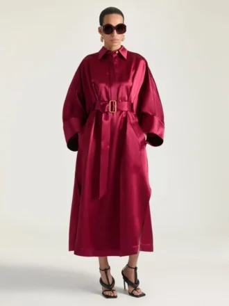 Vestido largo tipo capullo en satén