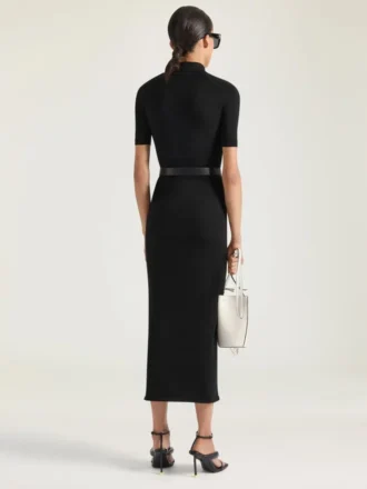 Vestido polo midi de punto con efecto segunda piel