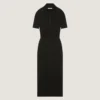 Vestido polo midi de punto con efecto segunda piel Vestido polo midi de punto con efecto segunda piel