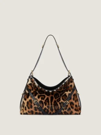 Voyou Bag mediano de piel con efecto potro y estampado de leopardo
