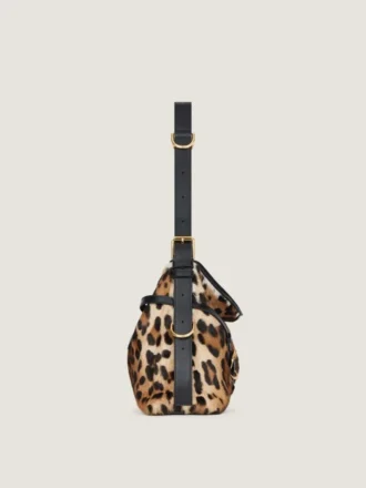 Voyou Bag mediano de piel con efecto potro y estampado de leopardo